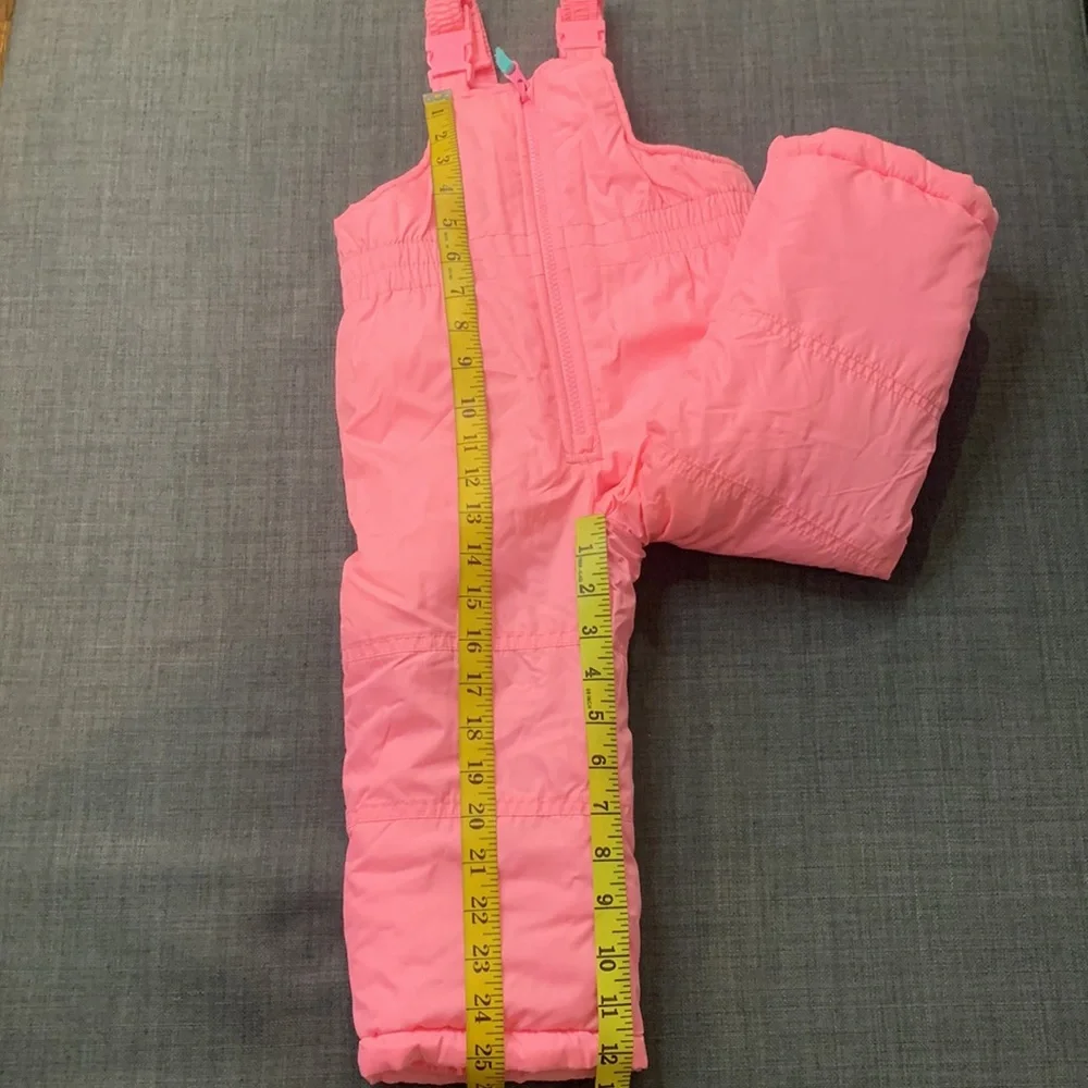 Carter’s Girls Snow Bib Snowsuit Pink 24 Months Leg Pocket Adjustable Straps